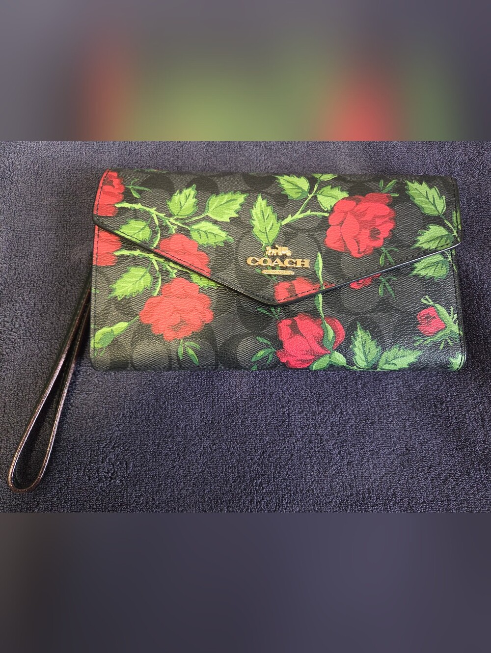 COACH Travel Envelope Wallet Fairytale Roses